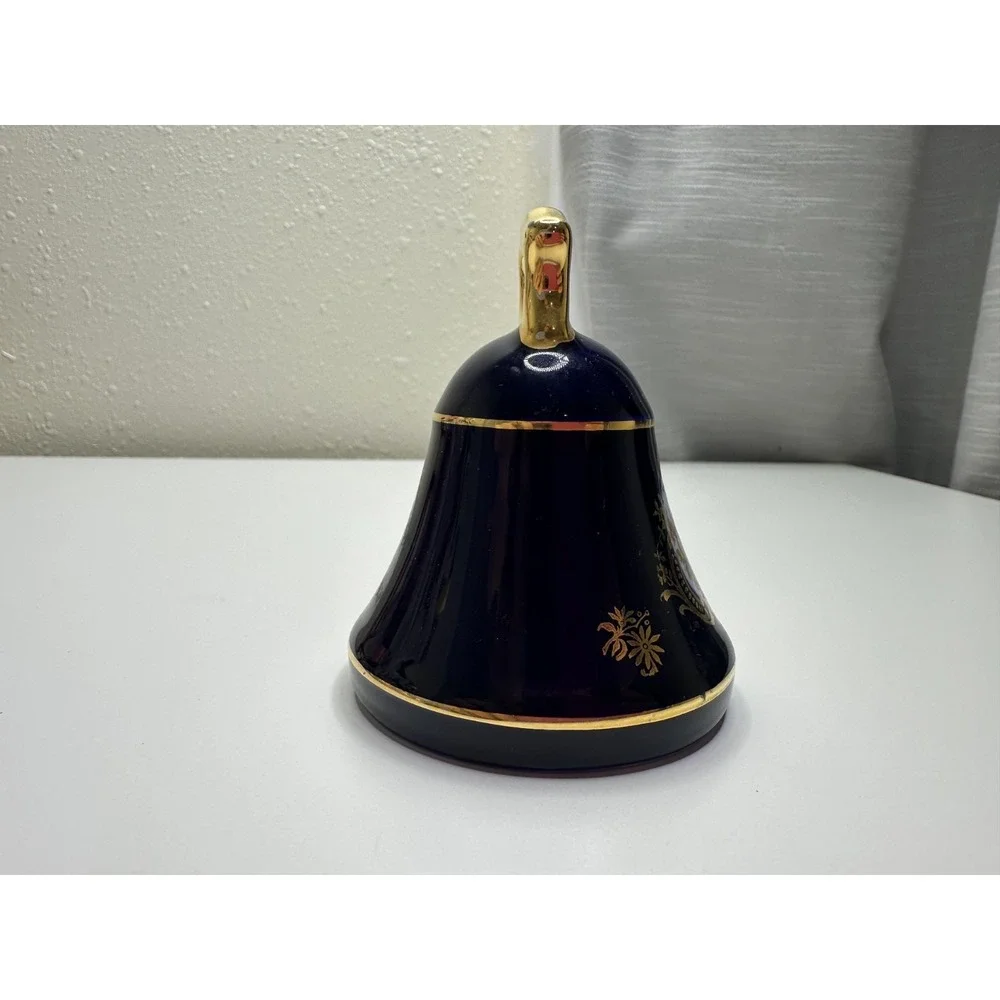 Limoges Castel Porcelain Bell  Cobalt Blue Glaze 24 K Gold Gilded accents